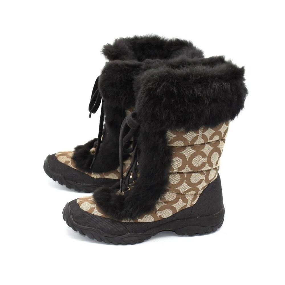 Coach Jennie SIgnature Brown Fur Boots 5.5 - Picture 5 of 8